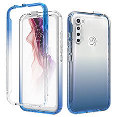 Funda Silicona Carcasa Ultrafina Transparente Goma Frontal y Trasera 360 Grados Gradiente para Motorola Moto One Fusion Plus Azul