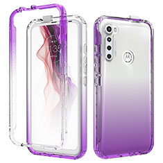 Funda Silicona Carcasa Ultrafina Transparente Goma Frontal y Trasera 360 Grados Gradiente para Motorola Moto One Fusion Plus Morado