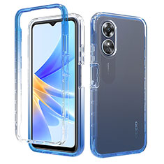 Funda Silicona Carcasa Ultrafina Transparente Goma Frontal y Trasera 360 Grados Gradiente para Oppo A17 Azul