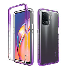 Funda Silicona Carcasa Ultrafina Transparente Goma Frontal y Trasera 360 Grados Gradiente para Oppo Reno5 Lite Morado