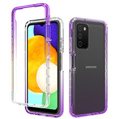 Funda Silicona Carcasa Ultrafina Transparente Goma Frontal y Trasera 360 Grados Gradiente para Samsung Galaxy A03s Morado