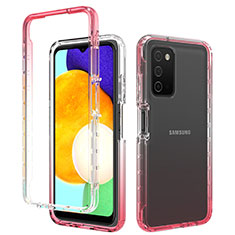 Funda Silicona Carcasa Ultrafina Transparente Goma Frontal y Trasera 360 Grados Gradiente para Samsung Galaxy A03s Rojo