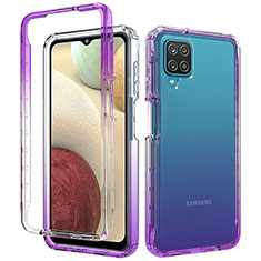 Funda Silicona Carcasa Ultrafina Transparente Goma Frontal y Trasera 360 Grados Gradiente para Samsung Galaxy A12 5G Morado