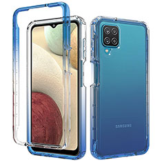 Funda Silicona Carcasa Ultrafina Transparente Goma Frontal y Trasera 360 Grados Gradiente para Samsung Galaxy A12 Azul