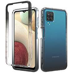 Funda Silicona Carcasa Ultrafina Transparente Goma Frontal y Trasera 360 Grados Gradiente para Samsung Galaxy A12 Gris Oscuro