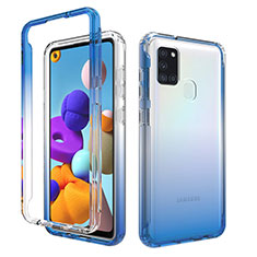 Funda Silicona Carcasa Ultrafina Transparente Goma Frontal y Trasera 360 Grados Gradiente para Samsung Galaxy A21s Azul
