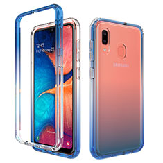 Funda Silicona Carcasa Ultrafina Transparente Goma Frontal y Trasera 360 Grados Gradiente para Samsung Galaxy A30 Azul