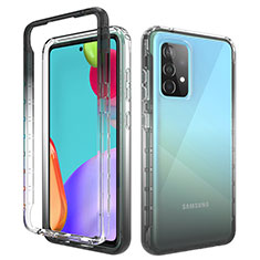 Funda Silicona Carcasa Ultrafina Transparente Goma Frontal y Trasera 360 Grados Gradiente para Samsung Galaxy A52 5G Gris Oscuro