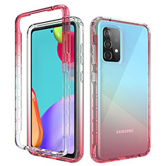 Funda Silicona Carcasa Ultrafina Transparente Goma Frontal y Trasera 360 Grados Gradiente para Samsung Galaxy A52 5G Rojo