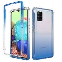 Funda Silicona Carcasa Ultrafina Transparente Goma Frontal y Trasera 360 Grados Gradiente para Samsung Galaxy A71 5G Azul