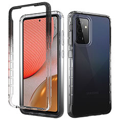 Funda Silicona Carcasa Ultrafina Transparente Goma Frontal y Trasera 360 Grados Gradiente para Samsung Galaxy A72 5G Gris Oscuro