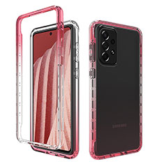 Funda Silicona Carcasa Ultrafina Transparente Goma Frontal y Trasera 360 Grados Gradiente para Samsung Galaxy A73 5G Rojo