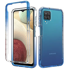 Funda Silicona Carcasa Ultrafina Transparente Goma Frontal y Trasera 360 Grados Gradiente para Samsung Galaxy F12 Azul