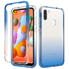 Funda Silicona Carcasa Ultrafina Transparente Goma Frontal y Trasera 360 Grados Gradiente para Samsung Galaxy M11 Azul