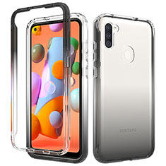 Funda Silicona Carcasa Ultrafina Transparente Goma Frontal y Trasera 360 Grados Gradiente para Samsung Galaxy M11 Gris Oscuro