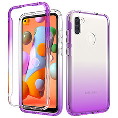 Funda Silicona Carcasa Ultrafina Transparente Goma Frontal y Trasera 360 Grados Gradiente para Samsung Galaxy M11 Morado