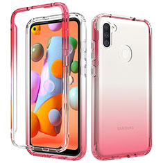 Funda Silicona Carcasa Ultrafina Transparente Goma Frontal y Trasera 360 Grados Gradiente para Samsung Galaxy M11 Rojo