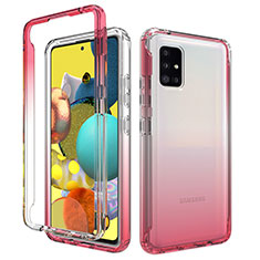 Funda Silicona Carcasa Ultrafina Transparente Goma Frontal y Trasera 360 Grados Gradiente para Samsung Galaxy M40S Rojo