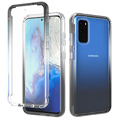 Funda Silicona Carcasa Ultrafina Transparente Goma Frontal y Trasera 360 Grados Gradiente para Samsung Galaxy S20 5G Gris Oscuro