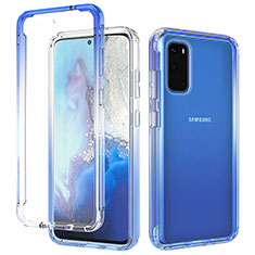 Funda Silicona Carcasa Ultrafina Transparente Goma Frontal y Trasera 360 Grados Gradiente para Samsung Galaxy S20 Azul