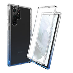 Funda Silicona Carcasa Ultrafina Transparente Goma Frontal y Trasera 360 Grados Gradiente para Samsung Galaxy S21 Ultra 5G Azul