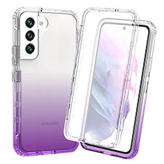 Funda Silicona Carcasa Ultrafina Transparente Goma Frontal y Trasera 360 Grados Gradiente para Samsung Galaxy S22 Plus 5G Morado