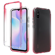 Funda Silicona Carcasa Ultrafina Transparente Goma Frontal y Trasera 360 Grados Gradiente para Xiaomi Redmi 9AT Rojo