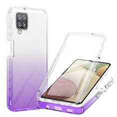 Funda Silicona Carcasa Ultrafina Transparente Goma Frontal y Trasera 360 Grados Gradiente YB1 para Samsung Galaxy A12 Morado