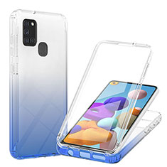Funda Silicona Carcasa Ultrafina Transparente Goma Frontal y Trasera 360 Grados Gradiente YB1 para Samsung Galaxy A21s Azul