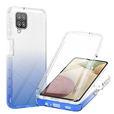 Funda Silicona Carcasa Ultrafina Transparente Goma Frontal y Trasera 360 Grados Gradiente YB1 para Samsung Galaxy F12 Azul