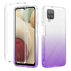 Funda Silicona Carcasa Ultrafina Transparente Goma Frontal y Trasera 360 Grados Gradiente YB2 para Samsung Galaxy A12 5G Morado