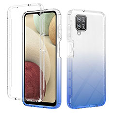 Funda Silicona Carcasa Ultrafina Transparente Goma Frontal y Trasera 360 Grados Gradiente YB2 para Samsung Galaxy A12 Nacho Azul