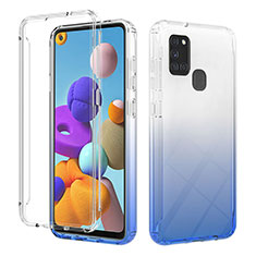 Funda Silicona Carcasa Ultrafina Transparente Goma Frontal y Trasera 360 Grados Gradiente YB2 para Samsung Galaxy A21s Azul