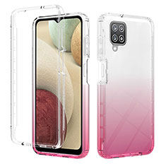 Funda Silicona Carcasa Ultrafina Transparente Goma Frontal y Trasera 360 Grados Gradiente YB2 para Samsung Galaxy F12 Rosa