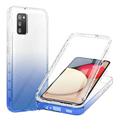 Funda Silicona Carcasa Ultrafina Transparente Goma Frontal y Trasera 360 Grados Gradiente ZJ1 para Samsung Galaxy A03s Azul