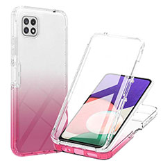 Funda Silicona Carcasa Ultrafina Transparente Goma Frontal y Trasera 360 Grados Gradiente ZJ1 para Samsung Galaxy F42 5G Rosa