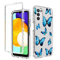 Funda Silicona Carcasa Ultrafina Transparente Goma Frontal y Trasera 360 Grados JX3 para Samsung Galaxy A02s Azul