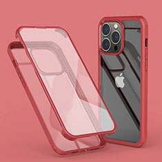 Funda Silicona Carcasa Ultrafina Transparente Goma Frontal y Trasera 360 Grados LK1 para Apple iPhone 13 Pro Rojo