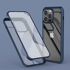 Funda Silicona Carcasa Ultrafina Transparente Goma Frontal y Trasera 360 Grados LK1 para Apple iPhone 14 Pro Azul