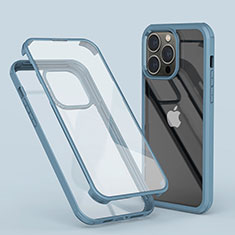 Funda Silicona Carcasa Ultrafina Transparente Goma Frontal y Trasera 360 Grados LK1 para Apple iPhone 15 Pro Max Azul Cielo