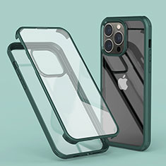 Funda Silicona Carcasa Ultrafina Transparente Goma Frontal y Trasera 360 Grados LK1 para Apple iPhone 15 Pro Max Verde