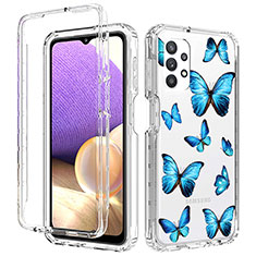 Funda Silicona Carcasa Ultrafina Transparente Goma Frontal y Trasera 360 Grados para Samsung Galaxy M32 5G Azul