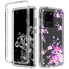 Funda Silicona Carcasa Ultrafina Transparente Goma Frontal y Trasera 360 Grados para Samsung Galaxy S20 Ultra 5G Rosa