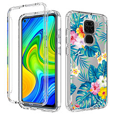 Funda Silicona Carcasa Ultrafina Transparente Goma Frontal y Trasera 360 Grados para Xiaomi Redmi Note 9 Azul Cielo