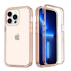 Funda Silicona Carcasa Ultrafina Transparente Goma Frontal y Trasera 360 Grados YJ1 para Apple iPhone 13 Pro Rosa