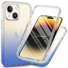 Funda Silicona Carcasa Ultrafina Transparente Goma Frontal y Trasera 360 Grados ZJ1 para Apple iPhone 13 Azul