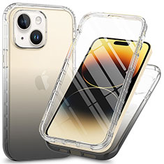 Funda Silicona Carcasa Ultrafina Transparente Goma Frontal y Trasera 360 Grados ZJ1 para Apple iPhone 13 Gris Oscuro