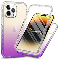 Funda Silicona Carcasa Ultrafina Transparente Goma Frontal y Trasera 360 Grados ZJ1 para Apple iPhone 13 Pro Max Morado