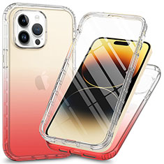 Funda Silicona Carcasa Ultrafina Transparente Goma Frontal y Trasera 360 Grados ZJ1 para Apple iPhone 13 Pro Max Rojo
