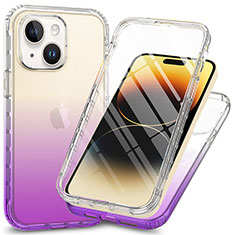 Funda Silicona Carcasa Ultrafina Transparente Goma Frontal y Trasera 360 Grados ZJ1 para Apple iPhone 14 Plus Morado